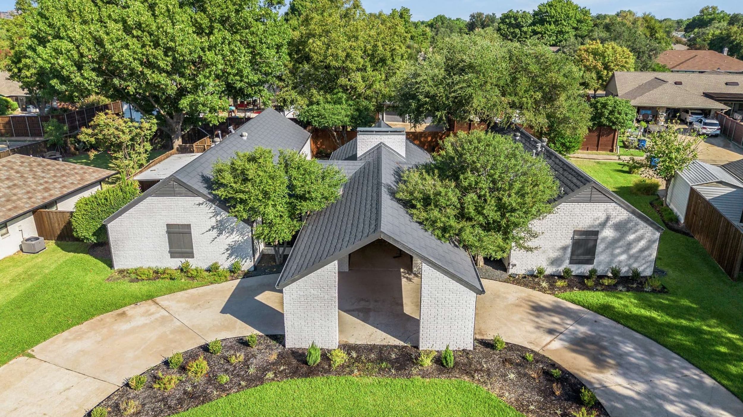 Drone view of a custom residence constructed by Buffalo Ridge Construction